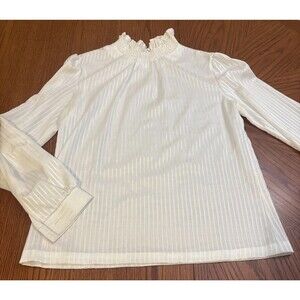 Vtg New Attitude Victorian Mock Neck Shadow Stripe Blouse - Modern Med